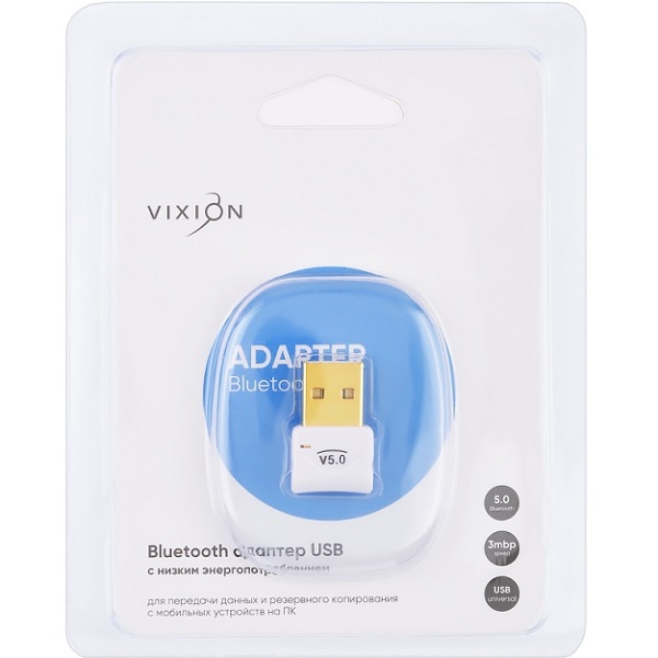 Адаптер-Bluetooth VIXION белый, v5.0, USB3.0