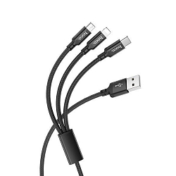 Кабель USB <--> Lightning/Type-C/microUSB  1.0м HOCO X41, черный